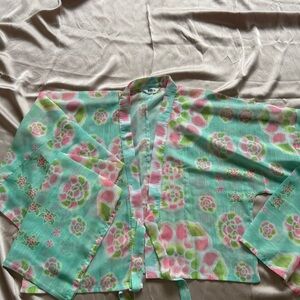 Floral see through coat- Pink and Green